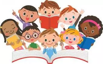 Children reading clipart